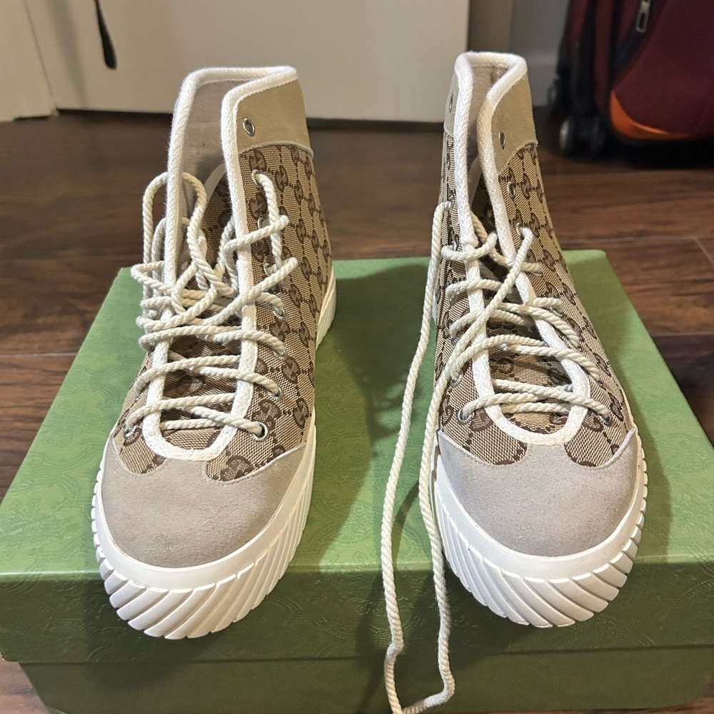 Gucci Beige and Brown High-Top Sneakers - Picture 3 of 7